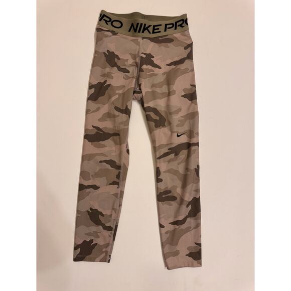 Nike Pro Women's Camouflage 7/8 Training Tights Size S 23" Inseam Tan/Brown - Picture 1 of 4
